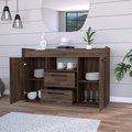 Tuhome Lyon Sideboard, Two Drawers, Double Door Cabinets, Dark Walnut BLC6706